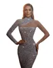 Robe Miss Universo Zuhair Murad arabe robes de soirée sirène or longue pas cher cristal perlé dentelle Tulle bal célébrité robes266O