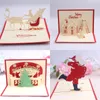 4 Style 3D Pop Up Merry Chirstmas Kartki Z Pozdrowieniami Santa Claus Deer Snowman Dom Prezent Decor Świąteczne Dostawy Party