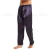 Pyjamas en satin de soie pour hommes Pantalons de pyjama Pantalons de salon Pantalons de sommeil PP gratuit S ~ 4XL Plus 201125