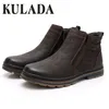 KULADA, botas de invierno para hombre, botines de nieve, botas de trabajo al aire libre hechas a mano de alta calidad, zapatos de invierno cálidos para hombre de estilo Vintage 201204