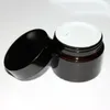 Brun Amber Glass Cream Jar Black Lid 515 30 50 100g Kosmetisk burk Förpackning Sample Eye Cream GGB2239