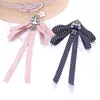 Pins Brooches ZHINI Fashion Collar Clip Bowknot Necktie Fabric Jewelry Ribbon Big Bow Brooch Pin Tie With Crystal For Women Wholesale Roya22