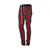 Шотландский Lattice fashion-Joggers Sweatpants Мужчины Vintage Хотя бегуны брюки HIP Ремешки -го шага Zip плед Track Pants