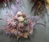 紫色のテーマの結婚式の装飾のプラスチック装飾的な花のシーンのレイアウトシミュレーションハイドアジサイの壁の花輪