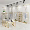 Light luxury clothing display rack Commercial Furniture women's cloth store racks upper floor type side hanging show shelf243g