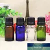 12/30 / 50 pcs 10 ml mini limpar / azul / verde / marrom Garrafa de vidro líquido com redutor de orifice e tampa de segurança pequeno frasco de óleo essencial