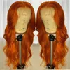 180% imbir pomarańczowy brazylijski pełny koronki przednia peruka falista kasztanowa miedzi czerwone peruki syntetyczne przed oskubającą linię włosów dla kobiet