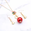 Linda serie de la Navidad Joyas conjuntos de copo de nieve Campanas Pendientes Pendientes Collar Hipoalergénico Regalos de Navidad para las mujeres Joyería de vacaciones