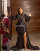2022 Plus Size Arabic Aso Ebi Black Mermaid Lace Prom Dresses High Neck Sexy Evening Formal Party Second Reception Birthday Bridesmaid Gowns Dress EE