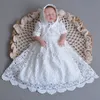 Nya Lace Chopening Klänningar För Baby Flicka Med Hälfte Ärmar Baptism Kappa Billiga Kid First Communication Dress