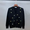 European and American designer jacquard knit cardigan jacket small bee gold thread embroidery sweater V-neck slim sweater Y200917