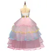 Abito unicorno per ragazze festa di compleanno vestiti ricamo fiore fiore abito per bambini abiti arcobaleno formale principessa bambini costume 20220225 q2