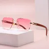 Zonnebril Mimiyou Regless Scherpe Rand Vierkante Vrouwen Retro Hout Graan Mannen Mode Bril Merk UV400 Brillen Shades