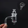 Acessórios para fumar Solda completa Borda chanfrada Quartz Enail Banger com tampa de carb UFO e pérolas de rubi terno para bongos de água de vidro