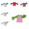 Barnsocker Ruffle Raglan Tops T-shirt Flickor Striped Dot Kläder O-Neck Girl Casual Top Fall Vår Hösttak Skjorta YHM26-WLL