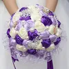 Large Purple Bridal Wedding Bouquet Pearl Bridesmaid Artificial Flowers Buque De Noiva Diamond Bouquets Marriage Gift W2801304P