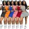 Summer Women Two Piece Dress Leisure Tracksuits Casual Women's Fashion Casual Sexy Slim Vest Bubble Yoga Skirt Set S-XXL 9583