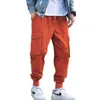 Spring Cargo Pants Men Cotton Comfortable Joggers Trousers Orange Black Many Pockets Pants Ankle Banded Man Casual Trousers A913 LJ201007