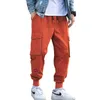 Spodnie Cargo Spring Mężczyźni Bawełna Wygodne Joggers Spodnie Pomarańczowy Czarny Wiele Kieszenie Spodnie Ankle Banded Man Casual Spodnie A913 LJ201007