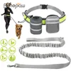 Benepaw Laisse de chien mains libres réfléchissante avec deux sacs de rangement Taille ajustable Laisse de course élastique pour animaux de compagnie pour chiens de taille moyenne 201126
