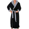 Fashion Casual Men's Sleepwear Bathrobes Flannel Robe Hooded Long Sleeve Couple Men Woman Plush Shawl Kimono Warm Male Bathro276F