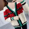 Suéter feminino de grife com decote em V manga comprida suéter de malha de algodão cardigã feminino solto jaqueta casual casacos de manga feminina jumper tamanho S-XXL