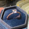 New Luxury Fashion Rose Gold Color Sparkling Zircon Engagement Wedding Ring Silver 925 Jewelry With Certificate