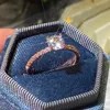 Ny lyx Fashion Rose Gold Color Sparkling Zircon Engagement Wedding Ring Silver 925 Smycken med certifikat