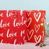 Valentinstag Liebe Geschenktüte rotes Herz bedruckt Einkaufsgeschenk Verpackungsbeutel weißes Kraftpapier kleine große Geschenkverpackungsbeutel EEF3918