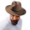 Furtalk Fedora Chapéu Para As Mulheres Homens 100% Lã Australiana de Sentia Grande Brim Chapéu Vintage Jazz Fedora Chapéu Casal Tampão Inverno Chapeau Femme Y200103