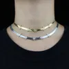 Alta Qualidade Cor de Ouro Europeu Mulheres Collar Chains 5mm Largura Herringbone Corrente de Cobra Cz Estrela Starburst Charm Colar