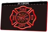 LS0355 Fire Dept Helm Ax Ladder 3D Gravure LED Light Sign Groothandel Retail