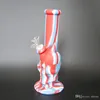 Narguilé Silicone Bongs Crâne type pipe à eau huile fumant bécher capiteux Dab Rigs Percolateurs Perc Amovible Droit Avec Bol En Verre