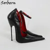 Sorbern Black Matt Itlay Estilo Mulheres Dress Shoes Long Pontty Toes Stilettos Steel Saltos Altos 14cm 16 cm Genuíno Couro Night Club City Calcon