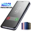 Luxury Mirror Flip Leather Cas pour Samsung Galaxy S24 S23 S22 Ultra S21 Fe Note 20ultra A55 A35 A25 A15 A54 A34 A24 A14 A73 A53 A33 A23 A13 Clear View Protection Shell Protection Shell