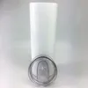 US Local Warehouse Sublimation Straight Skinny Tumbler 20 oz vide blanc tasse isolée sous vide en acier inoxydable avec couvercle coulissant paille en plastique boîte individuelle 50pcs / cas