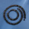 6mm breit 8 '' + 20''din silber / gold / schwarz / silber + schwarzer Kingkette Edelstahl flach byzantinische Kette Halskette Armband Herren Frauen Set