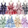 Cute Plaid Pattern Dog Skirt With Bow Dog Apparel Pet Harnesses and Leash Set Cat Pets Clothes Vest Princess Tutu Dresses for Small Dogs Wholesale A267