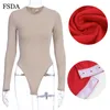 FSDA o pescoço de manga comprida Branco e sexy corporal de outono preto Corpo de inverno de inverno Top cinza casual lady streetwear bodysuits T200323