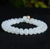 Super Natural Het Nephrite White Jade 9mm Round Bead Necklace High-grade Atmosphere Delicate Greasy Women's Money1