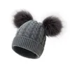 Enfants bébé chapeau chaud enfants oreille de chat boules de Pompon bonnets tricotés bonnet Skullies pour garçons filles chapeau d'hiver TD467