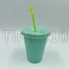 CALDO 16 once Tazza cambia colore Bicchieri di plastica magica con coperchio e cannuccia Riutilizzabile Colore caramella Tazza fredda Boccali di birra estivi T500345