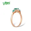 Vistoso Gold Rings для женщин Подлинная 14K 585 Розовое Золотое кольцо Волшебное Изумрудное Игристые Азрибильные Обручаливые Годовщины Прекрасные Ювелирные Изделия Y200321