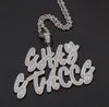 Benutzerdefinierte Name A Z Blau Doppelschicht Steine Kursive Buchstaben Anhänger Halskette für Männer Frauen Geschenke Zirkonia Necklace9788529