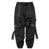 11 BYBB'S DARK Multi Pockets Letter Print Ribbon Cargo Pants Streetwear Casual Harajuku Sweatpants Hip Hop Joggers Men Trousers 201110