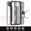 Transparent Metal Ring Kickstand Fodral för iPhone 11 12 Pro Max Plus XR XS Samsung S20 Not 20 A20 A40 A70