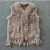 سترة أرنب محبوكة حقيقية جديدة للسيدات مع سترة شتوية للصدرية بتصميم الراكون من harppihop Fur 201211