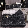 Black and White Color Bed Linens Marble Reactive Printed Duvet Cover Set for Home housse de couette Bedding Set Queen Bedclothes 201120