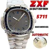 2022 ZXF 5711 Relógio masculino mecânico automático Sapphire Iced Out T Diamond incrustado Moldura cinza Textura Mostrador Aço inoxidável 316L Pulseira e caixa Relógios AAA Eternity