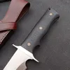 Hoogwaardige handgemaakte overleving Rechte mes DC53 Satijnen Drop Point Blade Volledige Tang G10 Handvat Outdoor Hunting Messen met lederen schede